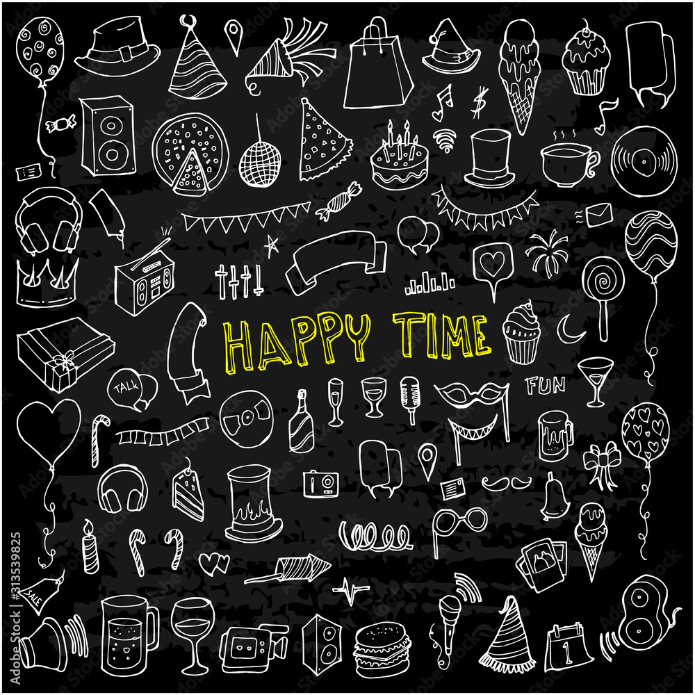 Set of Party Drawing illustration Hand drawn doodle Sketch line vector eps10 Set of Party Drawing illustration Hand drawn doodle Sketch line vector eps10
