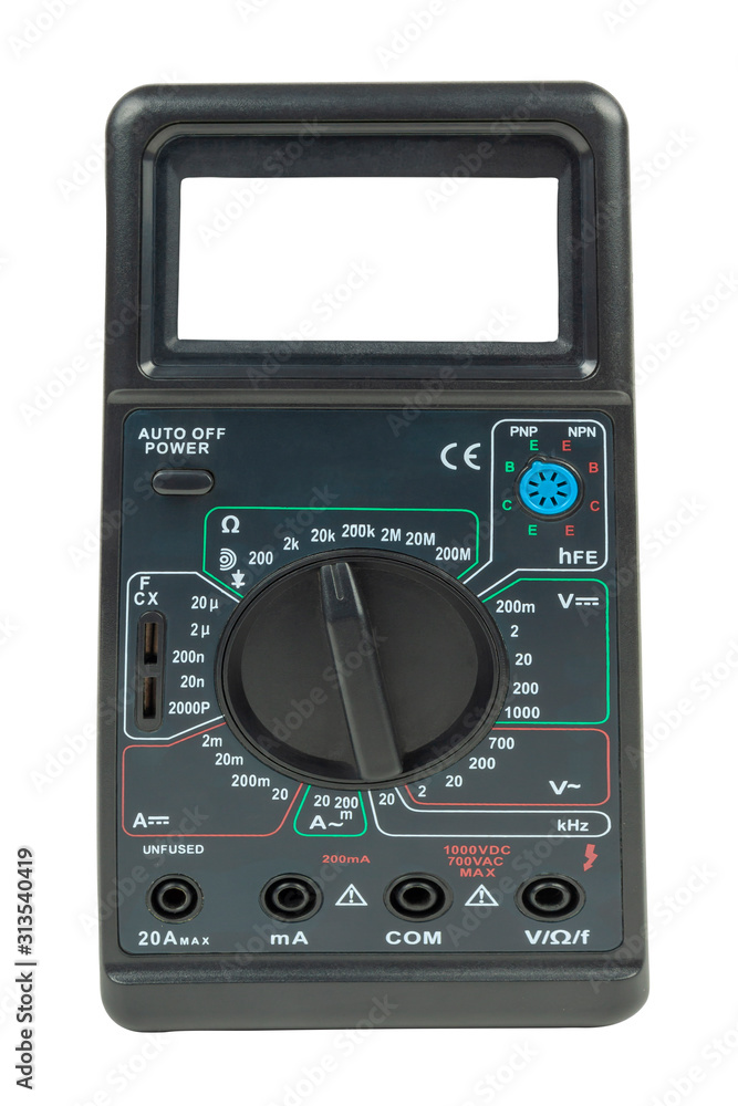 Close-up multimeter on a white background. White screen place for text. Close-up multimeter on a white background. White screen place for text.