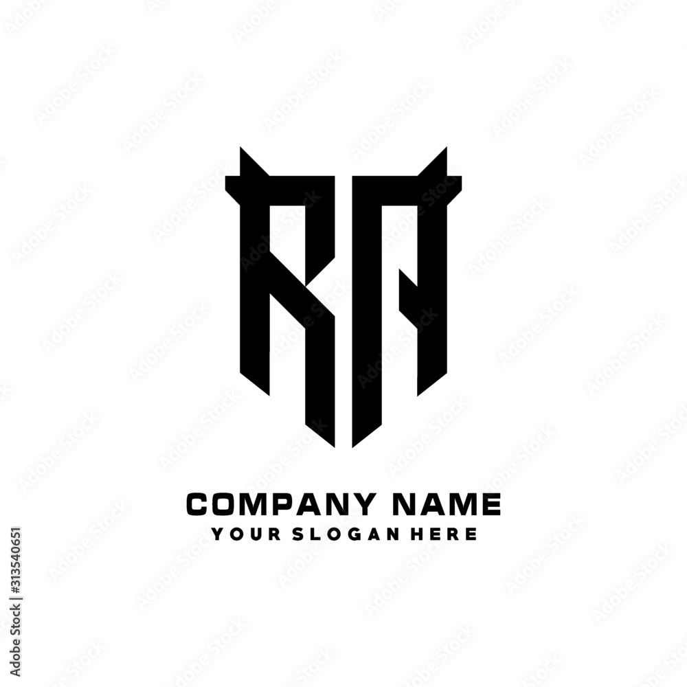 RA Initial letter Shield vector Logo Template Illustration Design, black and white color RA Initial letter Shield vector Logo Template Illustration Design, black and white color