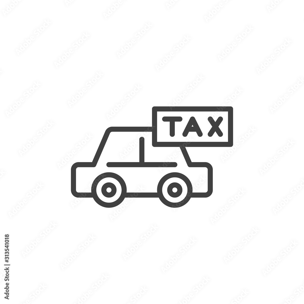 Car tax line icon. linear style sign for mobile concept and web design. Automobile taxation outline vector icon. Symbol, logo illustration. Vector graphics