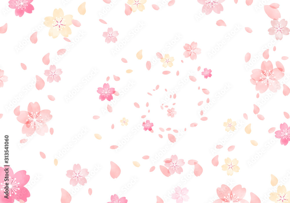 水彩　手描き風　桜　背景イラスト　01