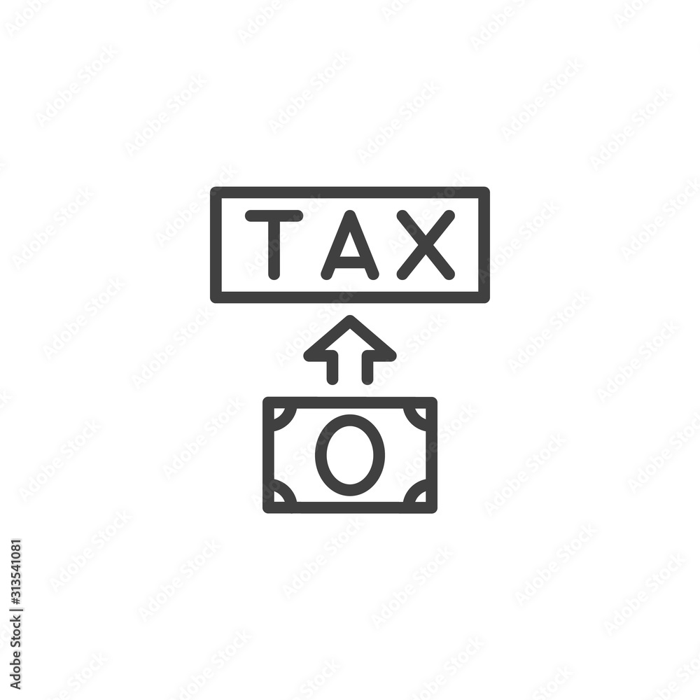 Tax payment line icon. linear style sign for mobile concept and web design. Money tax transfer outline vector icon. Symbol, logo illustration. Vector graphics Tax payment line icon. linear style sign for mobile concept and web design. Money tax transfer outline vector icon. Symbol, logo illustration. Vector graphics