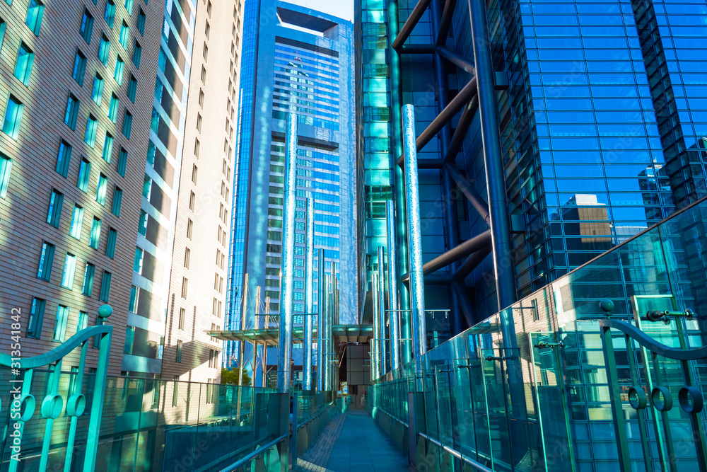 Fototapeta premium Japan. Tokyo. Skyscrapers in the Japanese capital. High-rise buildings made of glass and concrete. The business center of Tokyo. Office buildings in Tokyo. Modern urban architecture. Urbanistics.