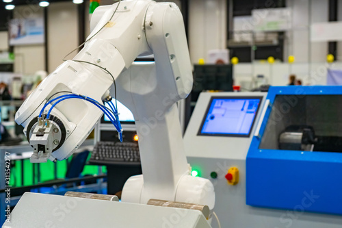 Robot hand on the backgroun...