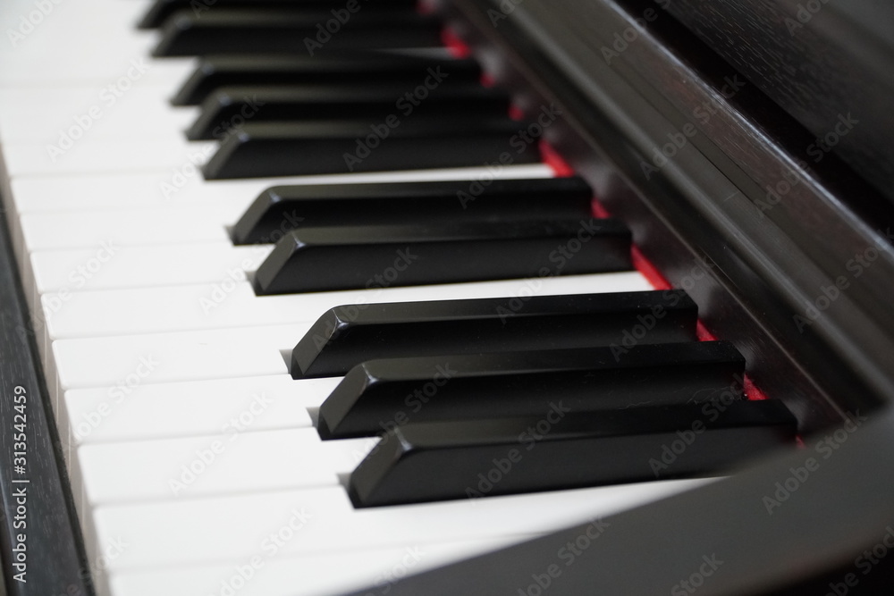 Electric piano keyboard background with close-up focus Electric piano keyboard background with close-up focus