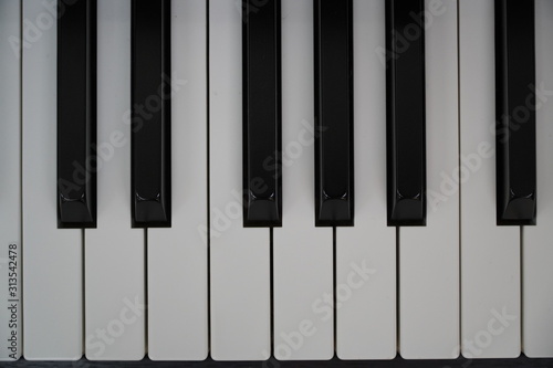 Canvas Print Electric piano keyboard background with close-up focus