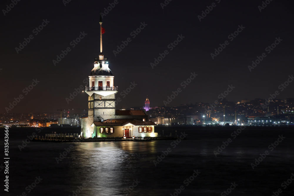 istanbul maiden's tower sunset photo