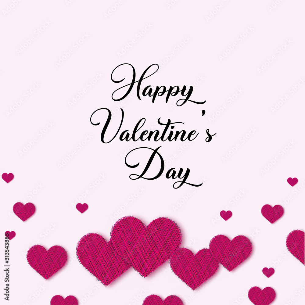 Happy Valentine's Day greeting card with flying red hearts. Vector. Happy Valentine's Day greeting card with flying red hearts. Vector.