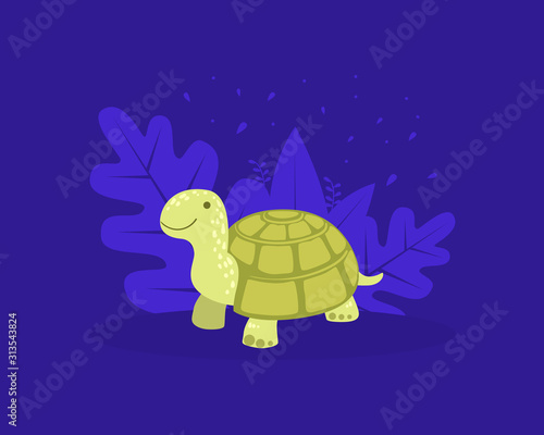 Fototapeta Naklejka Na Ścianę i Meble -  Cute Turtle, Cheerful Tortoise Reptile Animal Cartoon Vector illustration