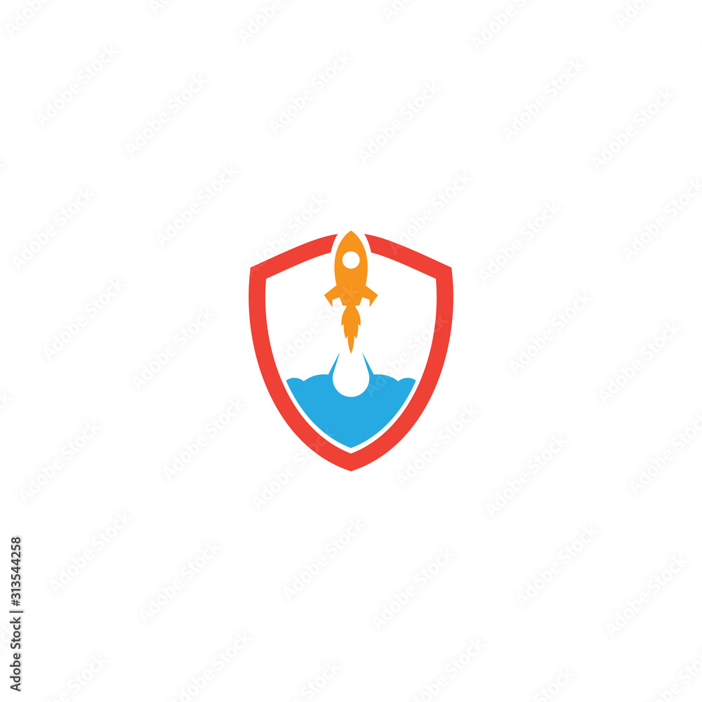 Shield Guard Safe Rocket Spaceship Logo Emblem Shield Guard Safe Rocket Spaceship Logo Emblem