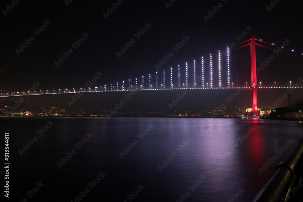 Fototapeta premium Night photo of Istanbul Bosphorus Bridge