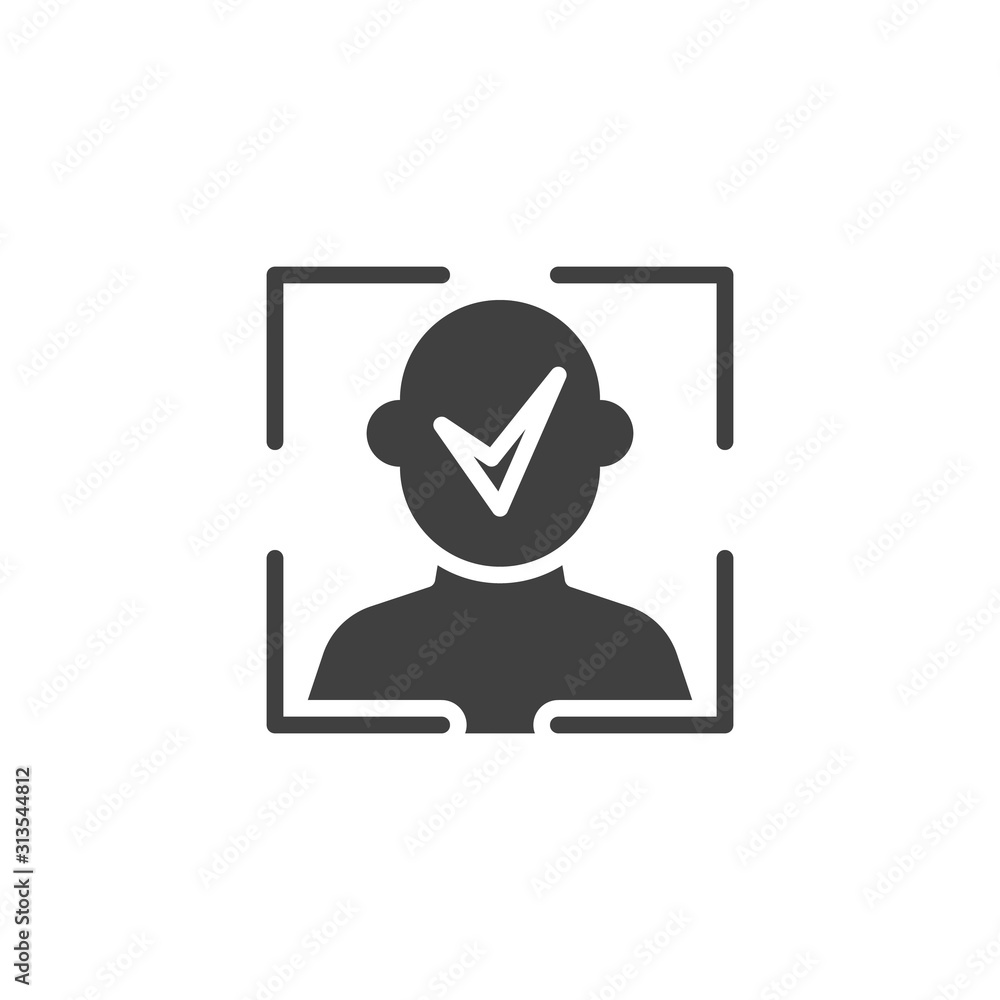 Face ID access vector icon. Facial recognition filled flat sign for mobile concept and web design. Biometric identification glyph icon. Cyber protection symbol, logo illustration. Vector graphics