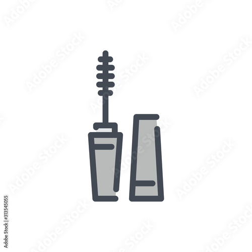 Mascara color line icon. Open mascara stick vector outline colorful sign.