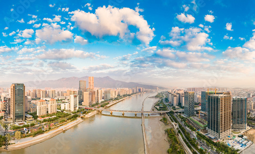 The urban scenery of the CBD of the strait financial street and the CBD of the south of the Yangtze river in fuzhou city, fujian province, China © Weiming