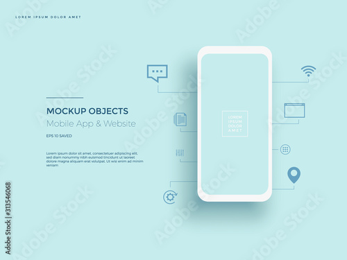 Realistic smartphone mockup. Cellphone frame with blank display. Vector mobile device concept