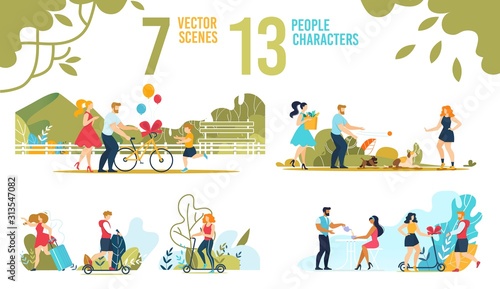 Happy People and Families Characters Scenes Set
