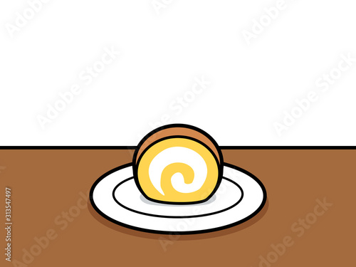 カフェタイム ロールケーキ （背景なし）