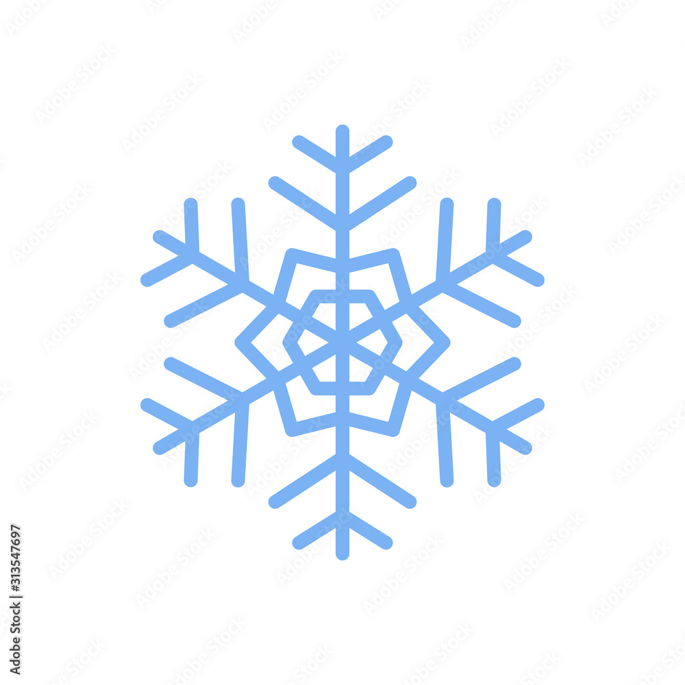 Vector snowflake icon placed on white background Vector snowflake icon placed on white background