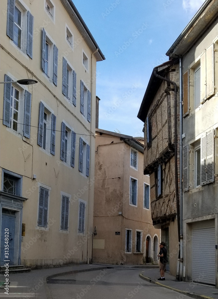 Narrow street in old Town Bourg-en-Bresse France