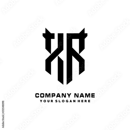 XR Initial letter Shield vector Logo Template Illustration Design, black and white color