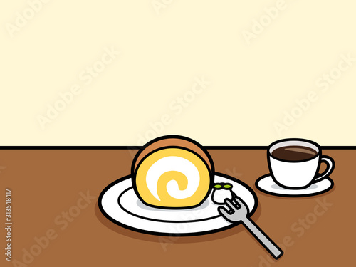 カフェタイム  ロールケーキ（ケーキセット）