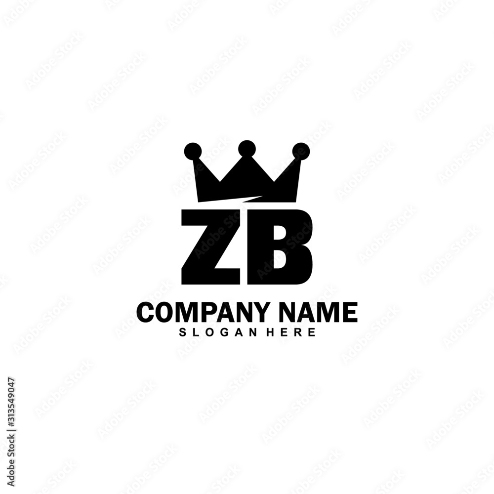 LETTER ZB INITIAL WITH CROWN TEMPLATE LOGO Stock Vector | Adobe Stock