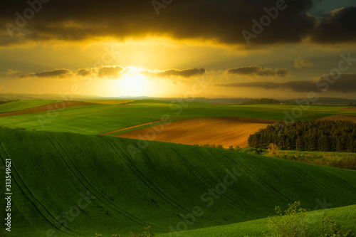 A beautiful landscape of the hills with dramatic sky