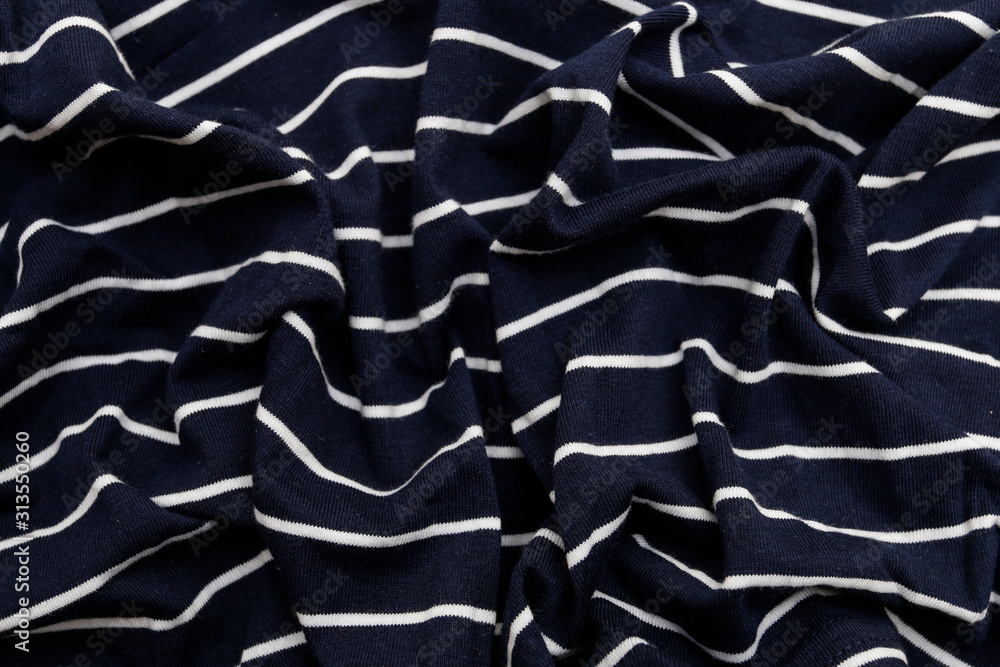 Fototapeta premium Striped linen fabric dark blue and white