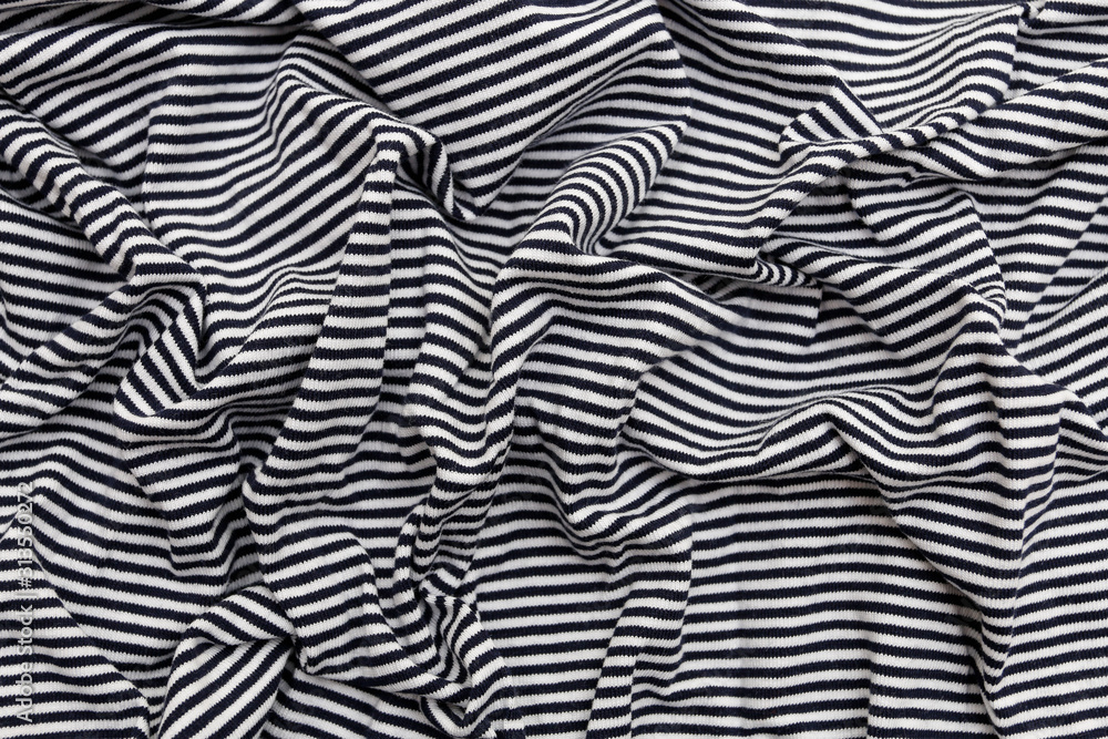 Striped linen fabric dark blue and white