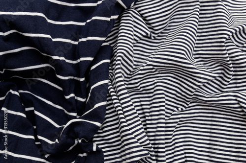 Striped linen fabric dark blue and white