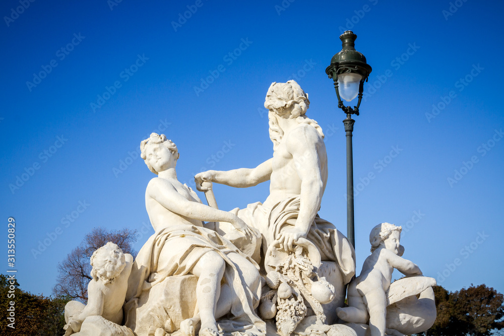 The Seine and the Marne statue in Tuileries Garden, Paris