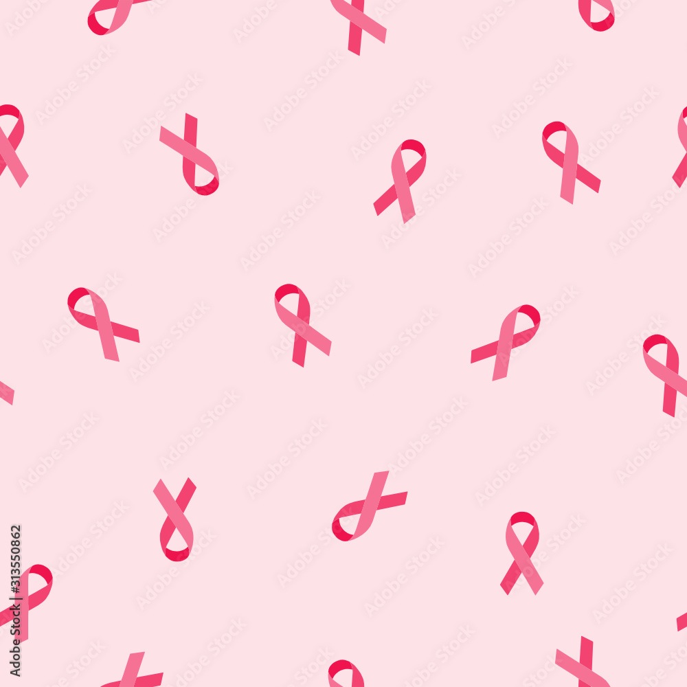 The background is a pink ribbon symbol for breast cancer. Seamless pattern. The background is a pink ribbon symbol for breast cancer. Seamless pattern.