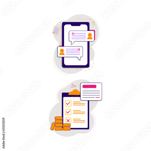Illustration of concept creator, concept blogging, education, creative writing, content management for web page.