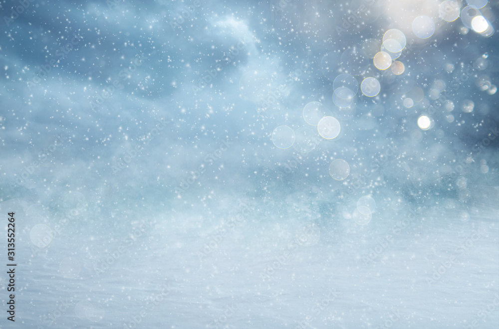 Fototapeta premium Blue-white, snowy winter background texture