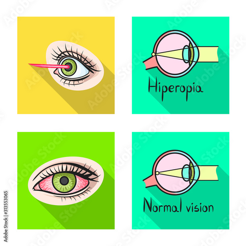 Isolated object of optometry and medicine symbol. Set of optometry and diagnostic stock symbol for web.