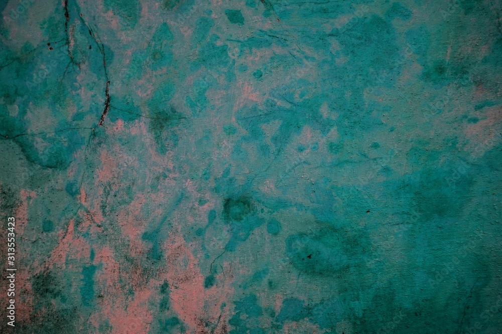 Schmutzige Oberfläche mit grün türksier Farbe als Hintergrund