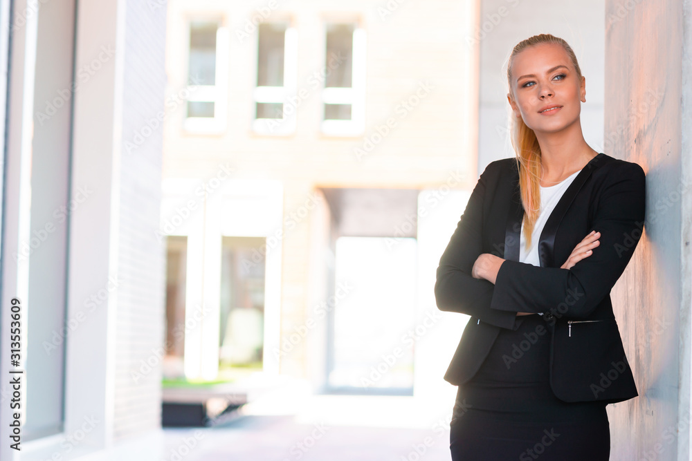Outdoor photo of young and attractive businesswoman or student. Business and education concept. Outdoor photo of young and attractive businesswoman or student. Business and education concept.
