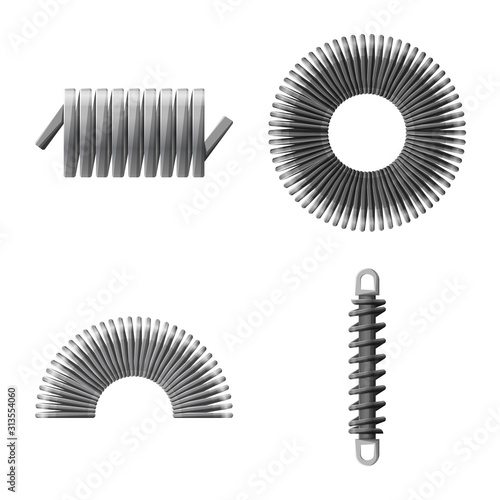 Vector illustration of pressure and spiral symbol. Collection of pressure and compression vector icon for stock.