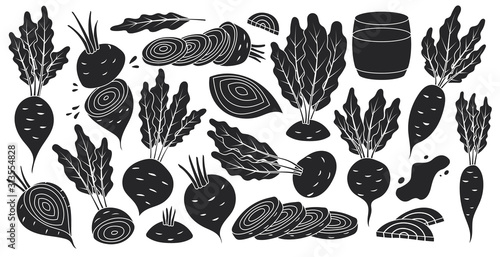 Vegetable of beet vector black set icon. Vector illustration beetroot root on white background .Isolated black set icon food of beet.