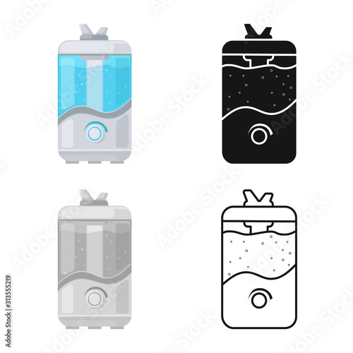 Isolated object of humidifier and machine sign. Web element of humidifier and moisturizer vector icon for stock.