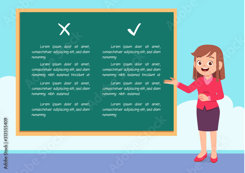 happy cute woman show check list board