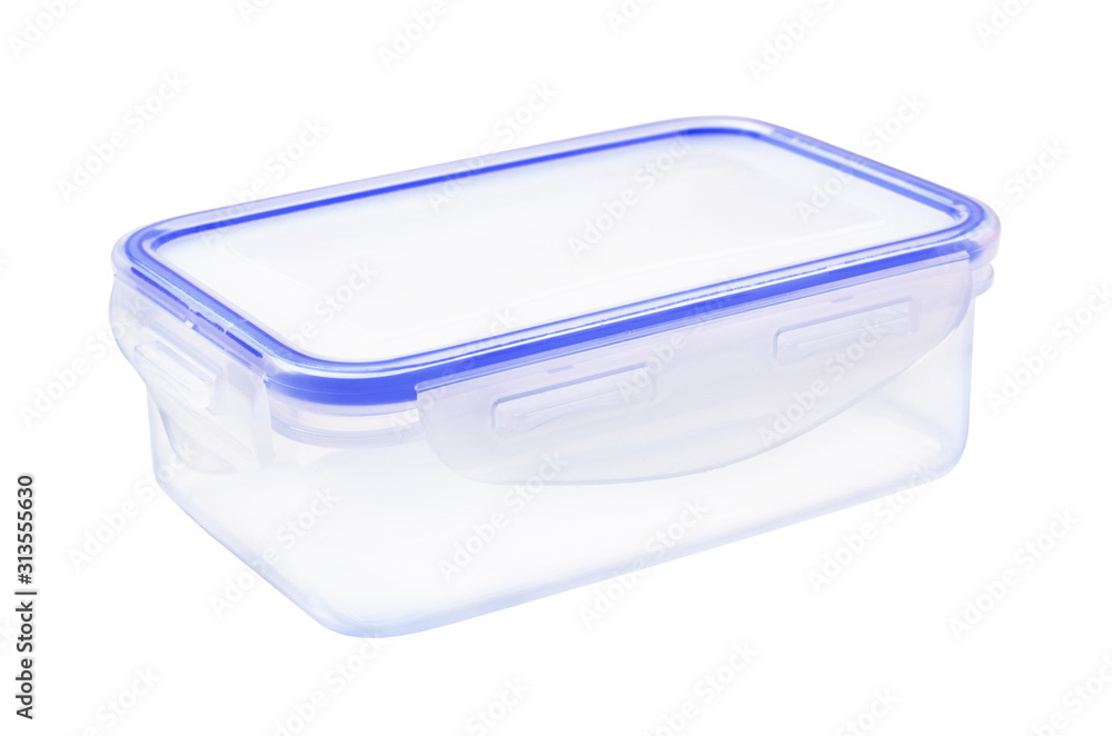 Plastic food container lunch box with a lid isolated Plastic food container lunch box with a lid isolated