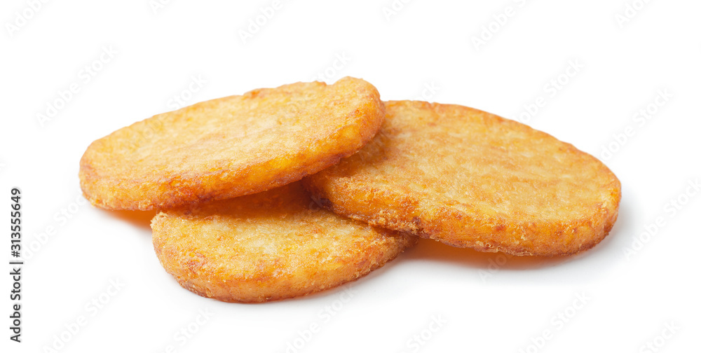 Potato patties or hash browns oval-shaped Potato patties or hash browns oval-shaped