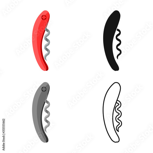 Vector design of corkscrew-spin and gimlet sign. Web element of corkscrew-spin and wine vector icon for stock.