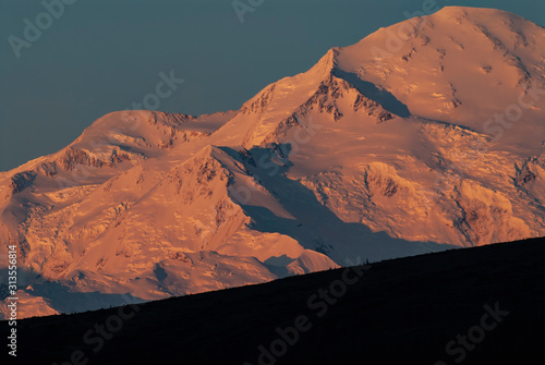 Denali Alpenglow Telephoto Shot