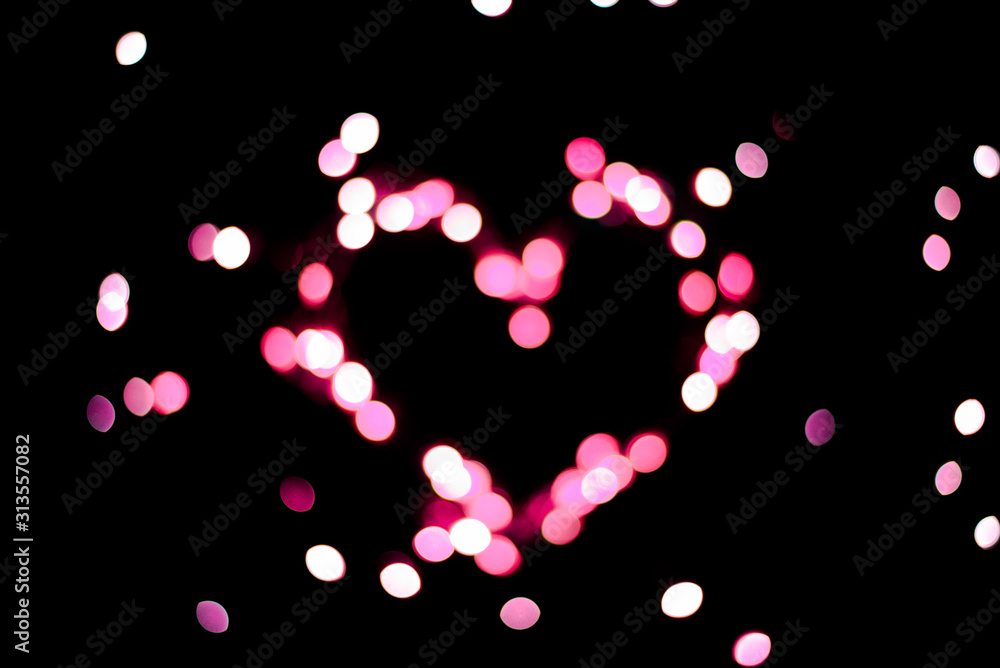 Heart made from little pink lights