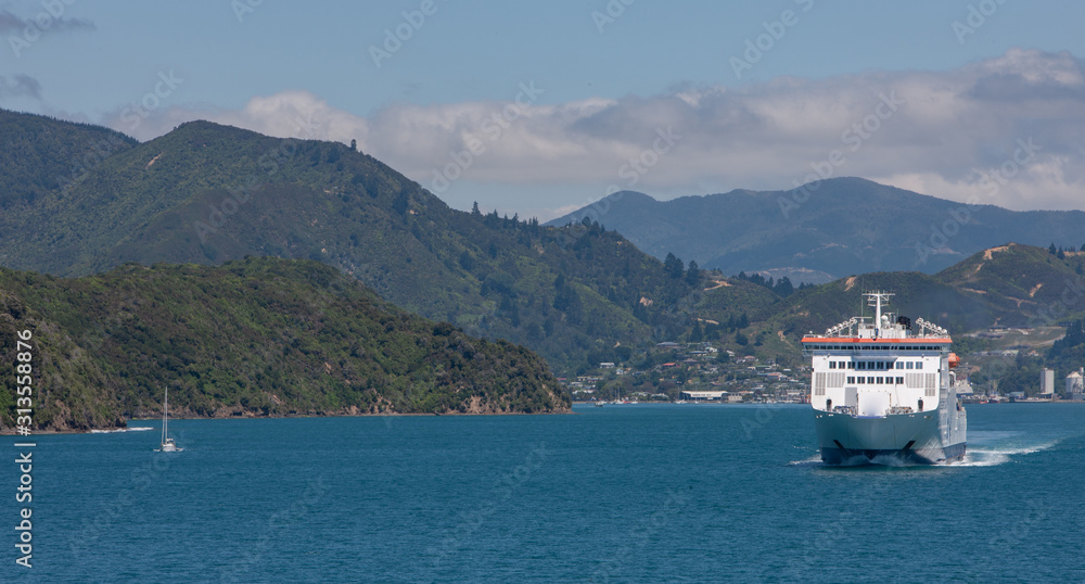 Ferry Weelington Picton, Marlborough Sound. Boat. Fjord Ferry Weelington Picton, Marlborough Sound. Boat. Fjord