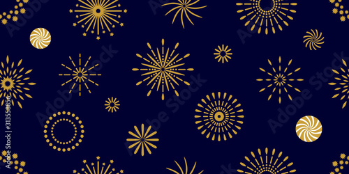 Seamless vector pattern with golden elements.