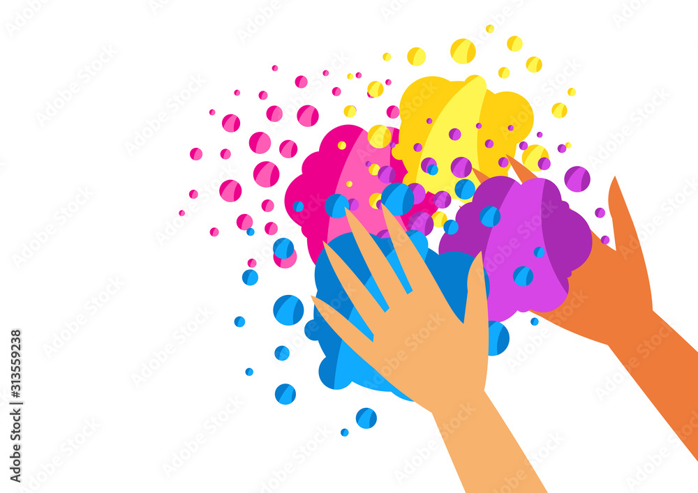 Happy Holi colorful background with hands and paint. Happy Holi colorful background with hands and paint.