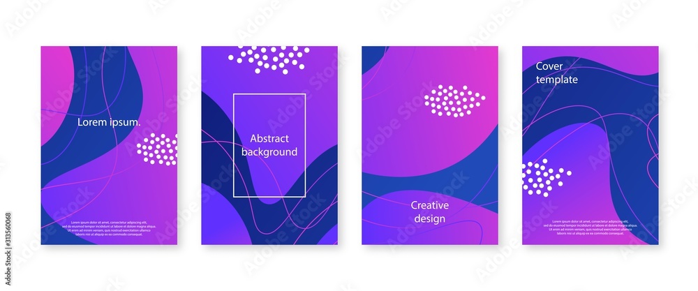 Minimal covers design collection. Trendy annual report set with liquid shapes
